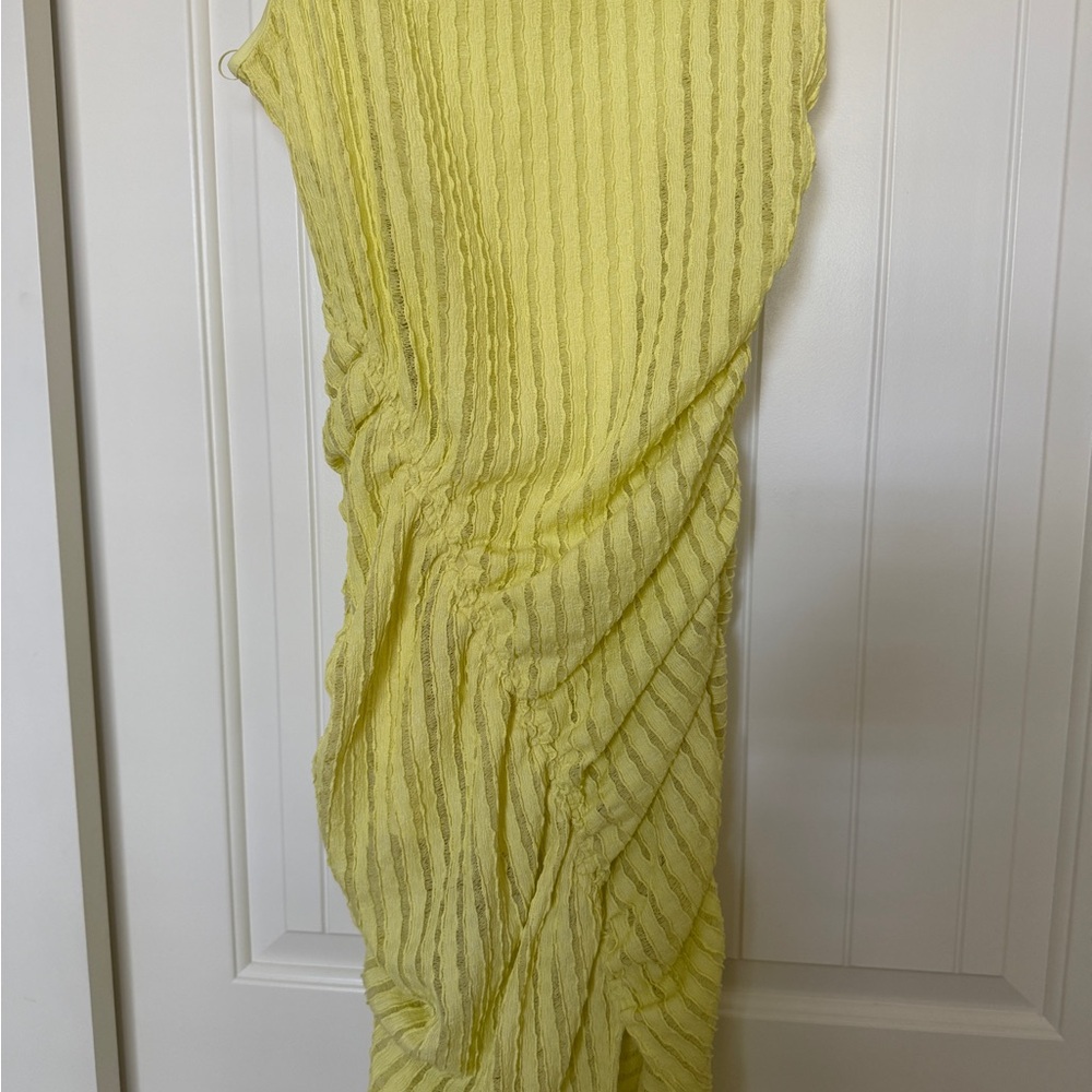Skylar Rose Elegant Yellow Ruched Dress - L - Picture 6 of 12